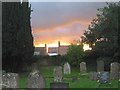 Threatening sky, sunset, Ecton churchyard