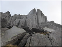 SH6659 : Slabs on part of Tryfan in November by Jeremy Bolwell