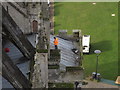 SX9292 : Floodlighting work on Exeter Cathedral roof by David Hawgood