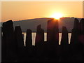 Sunset through stone wall enclosure, Llanelli Waterfront