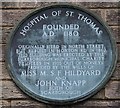 Plaque marking the hospital of St Thomas