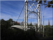 SJ6187 : Howley Suspension Bridge over R Mersey, Warrington by Colin Park