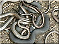 SO9258 : Trench Wood - slowworms with grass snake by Peter Turner