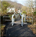 Across a river footbridge in Cwmavon