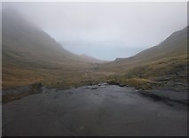 NM3894 : Down Glen Dibidil in the clouds by Craig Wallace