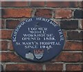 Blue plaque on the former model workhouse, Dean Road