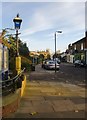 Blue police-station lamp, Station Road, Hampton