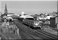 Train departing No. 2 platform, Bangor station - 1987