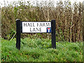 Hall Farm Lane sign