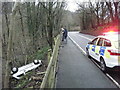 A466 accident scene. A lucky escape for the uninjured driver