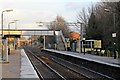 Footbridge and platform, Prescot railway station