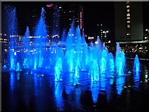 SJ8498 : Piccadilly Gardens Fountains at Christmas (5) by David Dixon