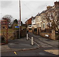 Many-armed signpost at the edge of Carlton Terrace, Caerleon