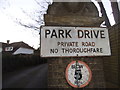 Signs at the entrance to Park Drive, Harrow Weald