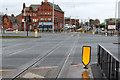 SD9305 : Road junction with tram tracks at Oldham Mumps by Alan Murray-Rust