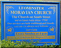 Nameboard outside Leominster Moravian Church