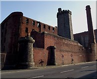 SJ3392 : Stanley Dock warehouses from Regent Road by Christopher Hall