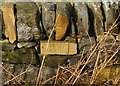 Carved stone in dry stone wall