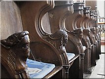 TL8741 : St. Gregory's Church, Sudbury - choir stalls (detail) by Mike Quinn