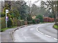 Bend on Frog Grove Lane with bus stop