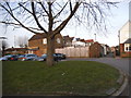 The rear of shops on Fleece Road from Rectory Lane