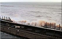 SX9676 : Waves damaging platform, Dawlish station by Derek Harper