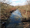 Afon Cynon upstream from a footbridge in Penrhiwceiber