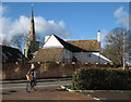 Chesterton: spire and cyclist