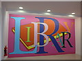 Colourful sign at the entrance to Basingstoke Library
