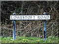 TM4489 : Lowestoft Road sign by Geographer