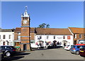 TF4958 : Market Place Clocktower and Woolpack Hotel, Wainfleet by Richard Hoare
