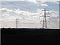 Pylons from in between Polstead and  Whitestreet Green