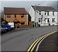 Houses at a bend in Bridge Road, Cwmbach