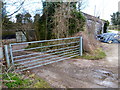 Footpath by farmyard at Peak Farm