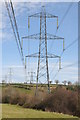 Electricity pylon crossing farmland