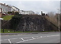 Masonry remains of a railway bridge in Treharris