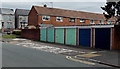 Lockup garages at the northern end of Bryn Celyn Road, Cwmbran