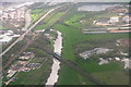 Newark railway bridge and sewage works: aerial 2014