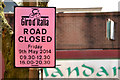 J3773 : Giro d'Italia "road closed" notice, Ballyhackamore, Belfast (April 2014) by Albert Bridge