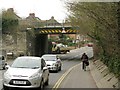 Wise woman rides bike on footway, Rugby Road, Leamington