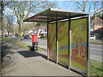 SP0267 : Bus shelter and postbox B97 115, Bromsgrove Road, Batchley, Redditch by Robin Stott