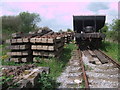 SU1091 : Disused sleepers and rolling stock near South Meadow Lane by Vieve Forward