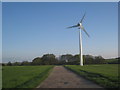 Roadway to Greenwick Farm and wind turbine