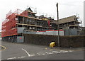 Scaffolding on a former primary school in Pontypridd