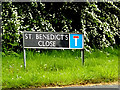 TM4294 : St.Benedict's Close sign by Geographer