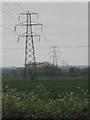 Pylons crossing farmland, near Shottenden