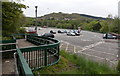 Ramp down from a footbridge to Sardis Road car park, Pontypridd