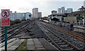 Railway south towards Central from Queen Street, Cardiff