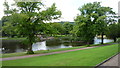 Paths and lake at Pavilion Gardens, Buxton