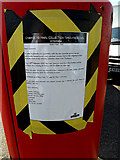 TM4488 : Notice on Benacre Road Postbox by Geographer